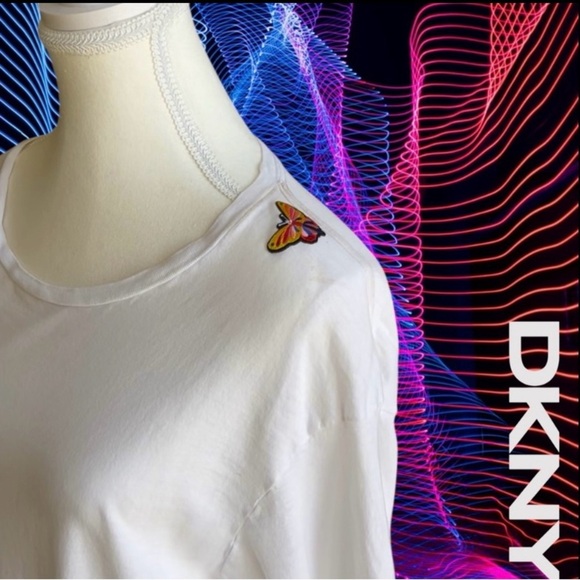 DKNY White Tee with Colorful Butterflies 🦋 🦋Accents - Picture 5 of 8